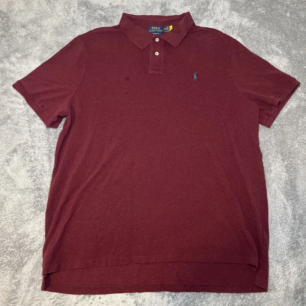 Polo Ralph Lauren Men's Short Sleeve Burgundy Shirt Navy Pony SZ XXL Classic Fit